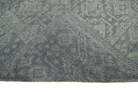 Custom Made Antique Finish Hand knotted Silver and Charcoal Wool Area Rug, Kids, Living Room and Bedroom Rug