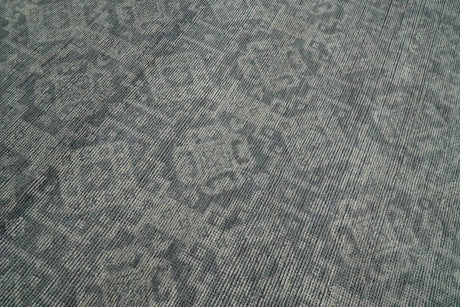 Custom Made Antique Finish Hand knotted Silver and Charcoal Wool Area Rug, Kids, Living Room and Bedroom Rug