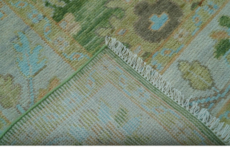 Custom Made Antique Green Traditional Oushak Design Hand Knotted Wool Area Rug