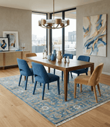 Custom Made Antique Hand Knotted Blue and Beige Traditional Oushak Wool Area Rug