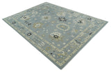 Custom Made Antique look Gray And Beige Hand Knotted Traditional Oushak Wool Area Rug