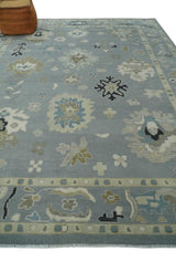Custom Made Antique look Gray And Beige Hand Knotted Traditional Oushak Wool Area Rug