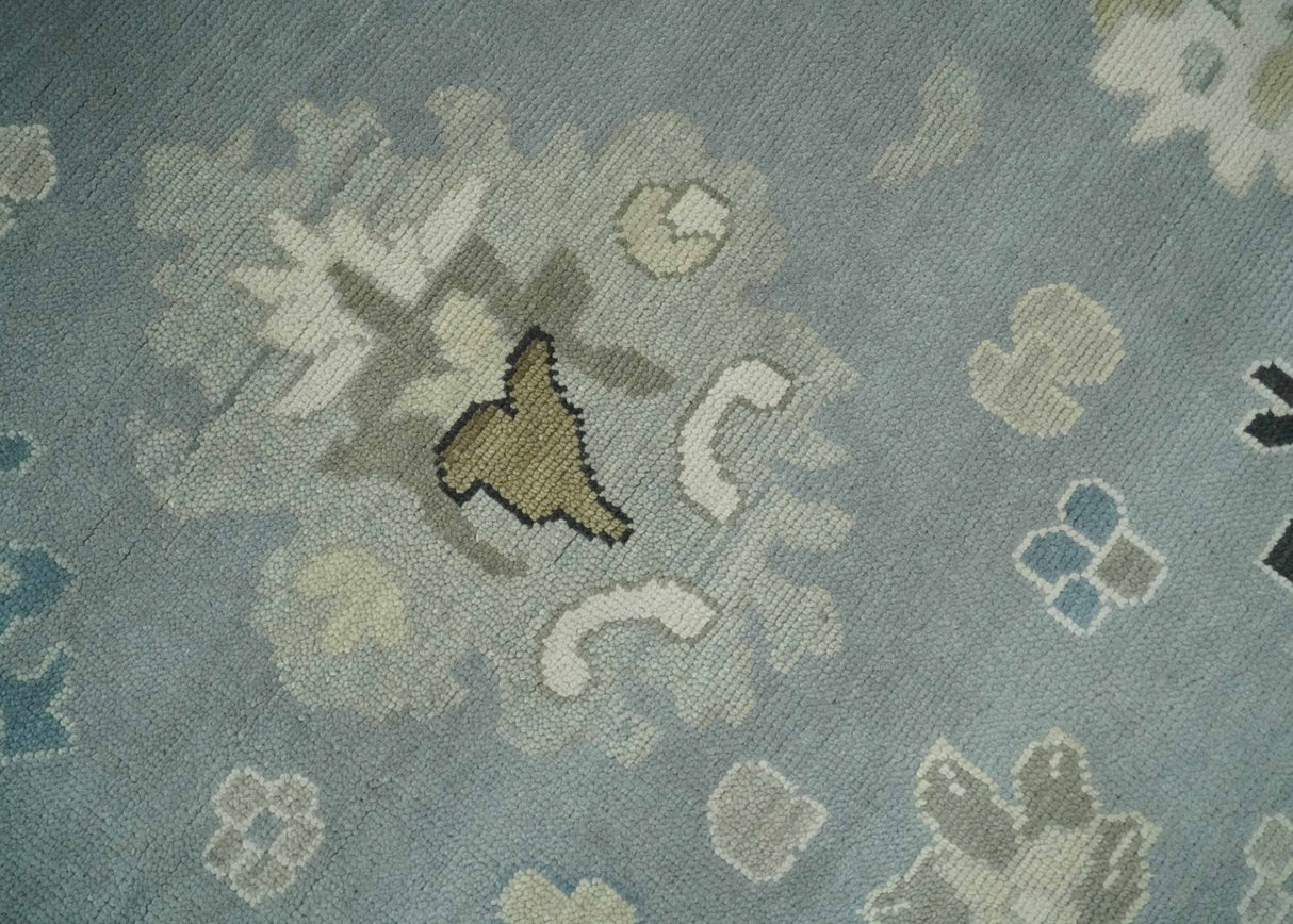 Custom Made Antique look Gray And Beige Hand Knotted Traditional Oushak Wool Area Rug