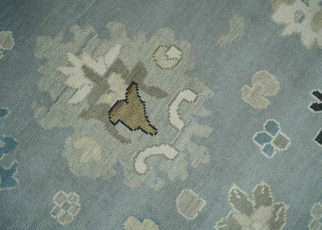 Custom Made Antique look Gray And Beige Hand Knotted Traditional Oushak Wool Area Rug