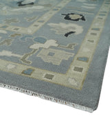 Custom Made Antique look Gray And Beige Hand Knotted Traditional Oushak Wool Area Rug