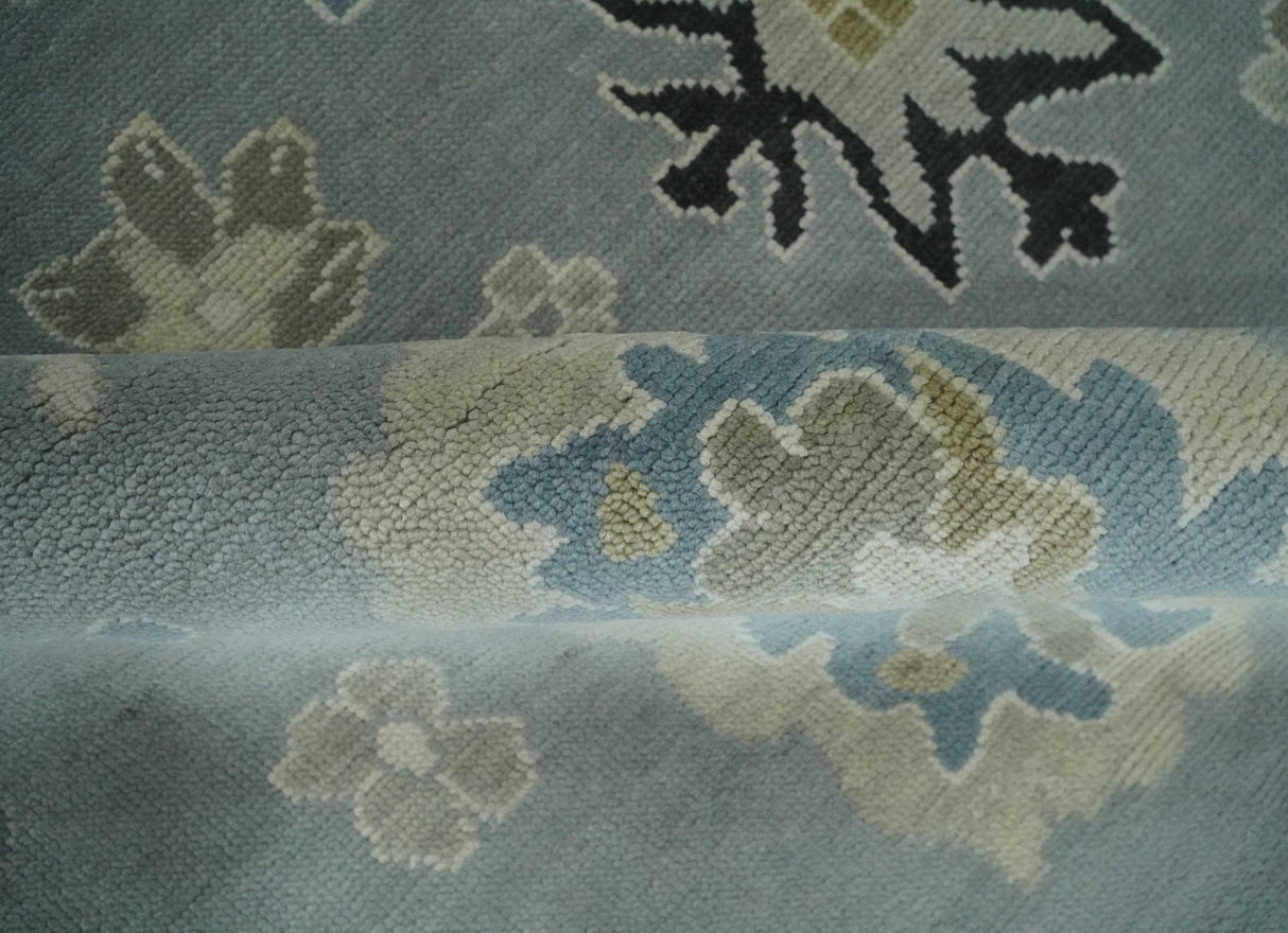 Custom Made Antique look Gray And Beige Hand Knotted Traditional Oushak Wool Area Rug