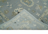Custom Made Antique look Gray And Beige Hand Knotted Traditional Oushak Wool Area Rug