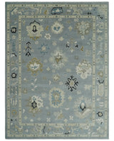 Custom Made Antique look Gray And Beige Hand Knotted Traditional Oushak Wool Area Rug