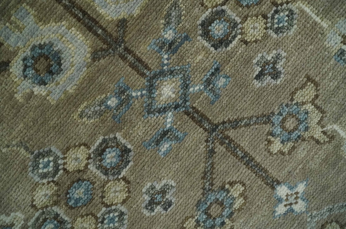 Custom Made Antique look Hand Knotted Beige, Ivory and Silver Oriental Oushak Multi Size Traditional Wool Area Rug