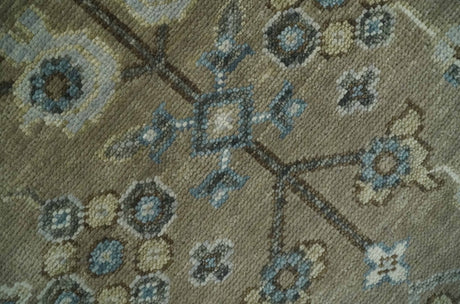Custom Made Antique look Hand Knotted Beige, Ivory and Silver Oriental Oushak Multi Size Traditional Wool Area Rug