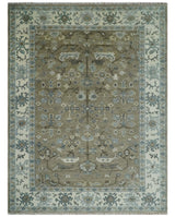 Custom Made Antique look Hand Knotted Beige, Ivory and Silver Oriental Oushak Multi Size Traditional Wool Area Rug