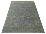 Custom Made Antique look Plum and Brown Hand Knotted Traditional Oushak Wool Area Rug