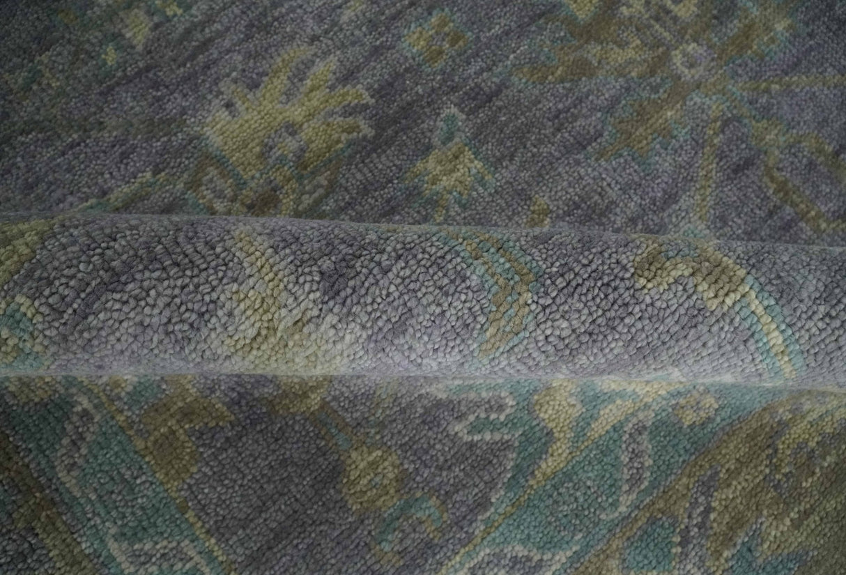 Custom Made Antique look Plum and Brown Hand Knotted Traditional Oushak Wool Area Rug