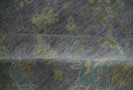 Custom Made Antique look Plum and Brown Hand Knotted Traditional Oushak Wool Area Rug