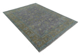 Custom Made Antique look Plum and Brown Hand Knotted Traditional Oushak Wool Area Rug