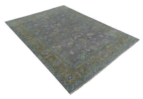 Custom Made Antique look Plum and Brown Hand Knotted Traditional Oushak Wool Area Rug