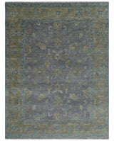 Custom Made Antique look Plum and Brown Hand Knotted Traditional Oushak Wool Area Rug