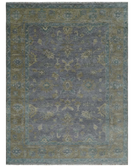 Custom Made Antique look Plum and Brown Hand Knotted Traditional Oushak Wool Area Rug