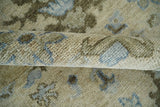 Custom Made Antique Style Beige and Blue Hand knotted Oushak wool Area Rug