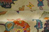 Custom Made Antique Style Beige Colorful Hand knotted Traditional Oushak wool Area Rug