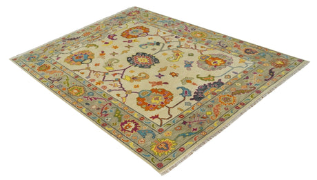 Custom Made Antique Style Beige Colorful Hand knotted Traditional Oushak wool Area Rug