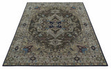 Custom Made Antique Style Brown, Beige and Blue Traditional wool Area Rug