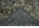 Custom Made Antique Style Brown, Beige and Blue Traditional wool Area Rug