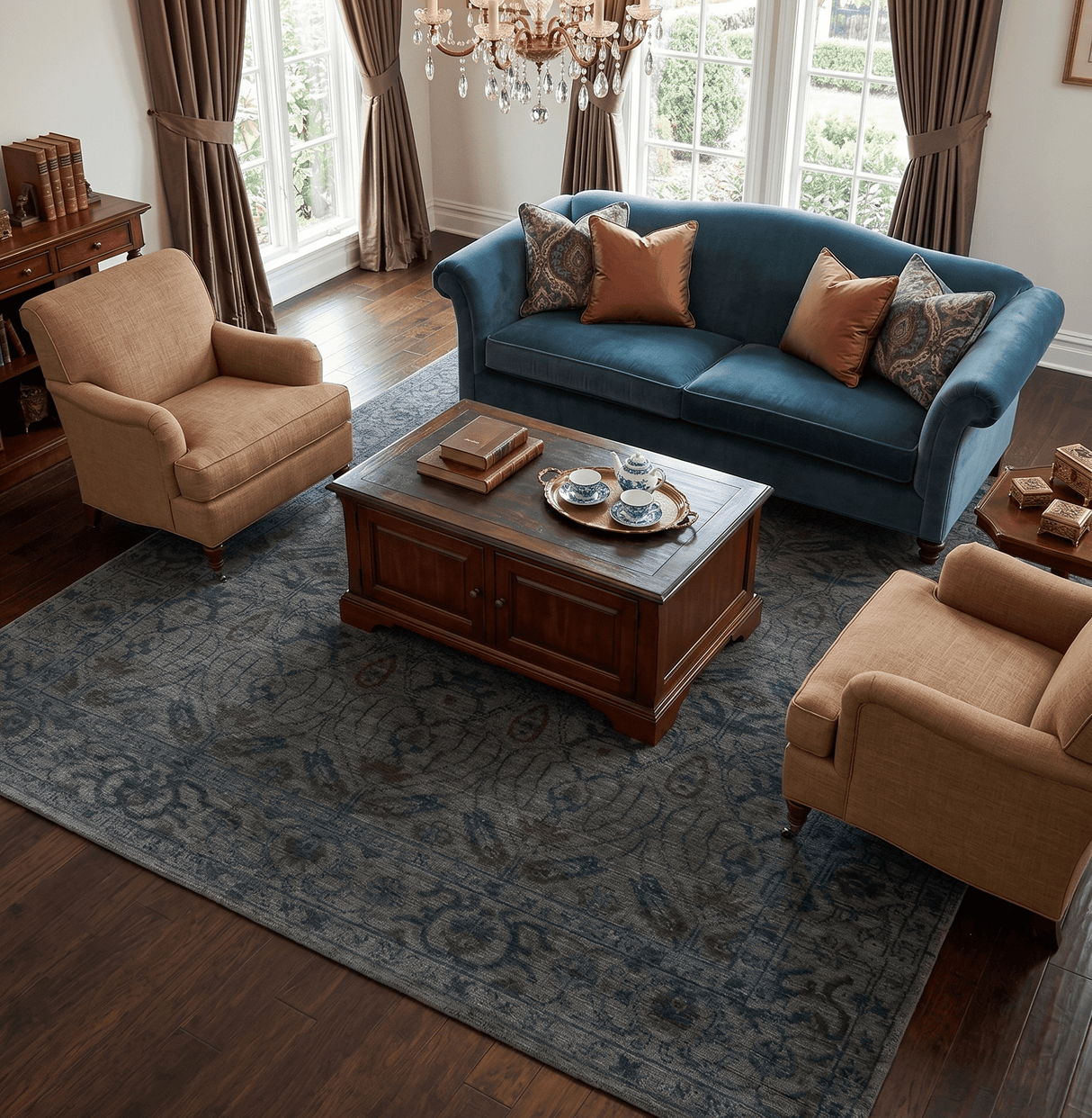 Custom Made Antique Style Gray, Taupe and Gray Traditional Design wool Rug