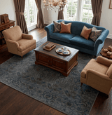 Custom Made Antique Style Gray, Taupe and Gray Traditional Design wool Rug