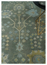 Custom Made Antique Style Hand Knotted Gray and Beige Floral Wool Rug