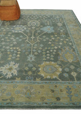 Custom Made Antique Style Hand Knotted Gray and Beige Floral Wool Rug
