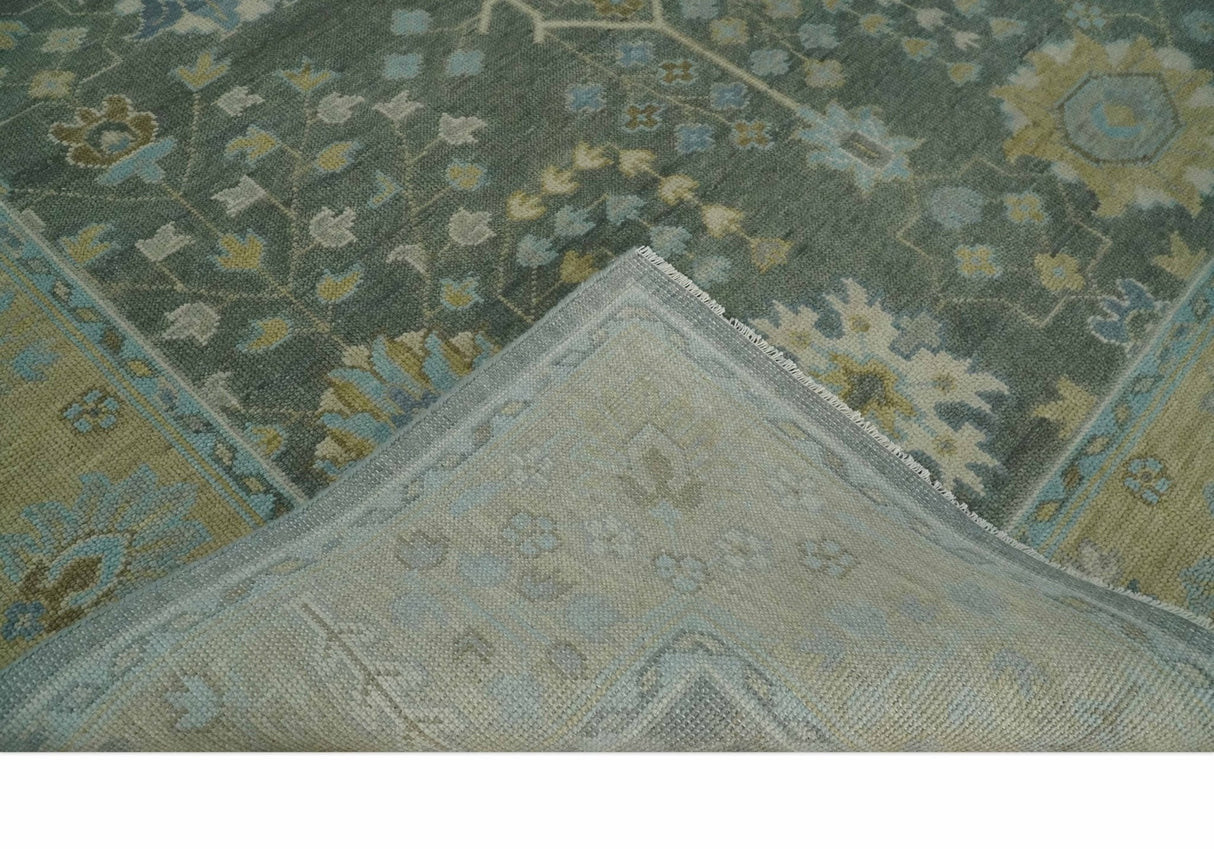 Custom Made Antique Style Hand Knotted Gray and Beige Floral Wool Rug