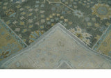 Custom Made Antique Style Hand Knotted Gray and Beige Floral Wool Rug