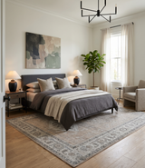 Custom Made Antique Style Peach, Ivory and Charcoal Hand knotted Traditional Wool Rug