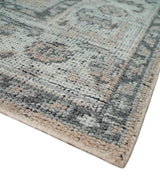 Custom Made Antique Style Peach, Ivory and Charcoal Hand knotted Traditional Wool Rug