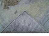 Custom Made Beige And Blue Traditional Turkish Design Hand knotted Wool Rug