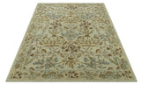 Custom Made Beige And Brown Traditional Floral Design Hand Tufted Wool Area Rug