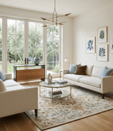 Custom Made Beige And Brown Traditional Floral Design Hand Tufted Wool Area Rug