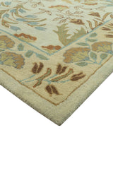 Custom Made Beige And Brown Traditional Floral Design Hand Tufted Wool Area Rug