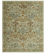 Custom Made Beige And Brown Traditional Floral Design Hand Tufted Wool Area Rug