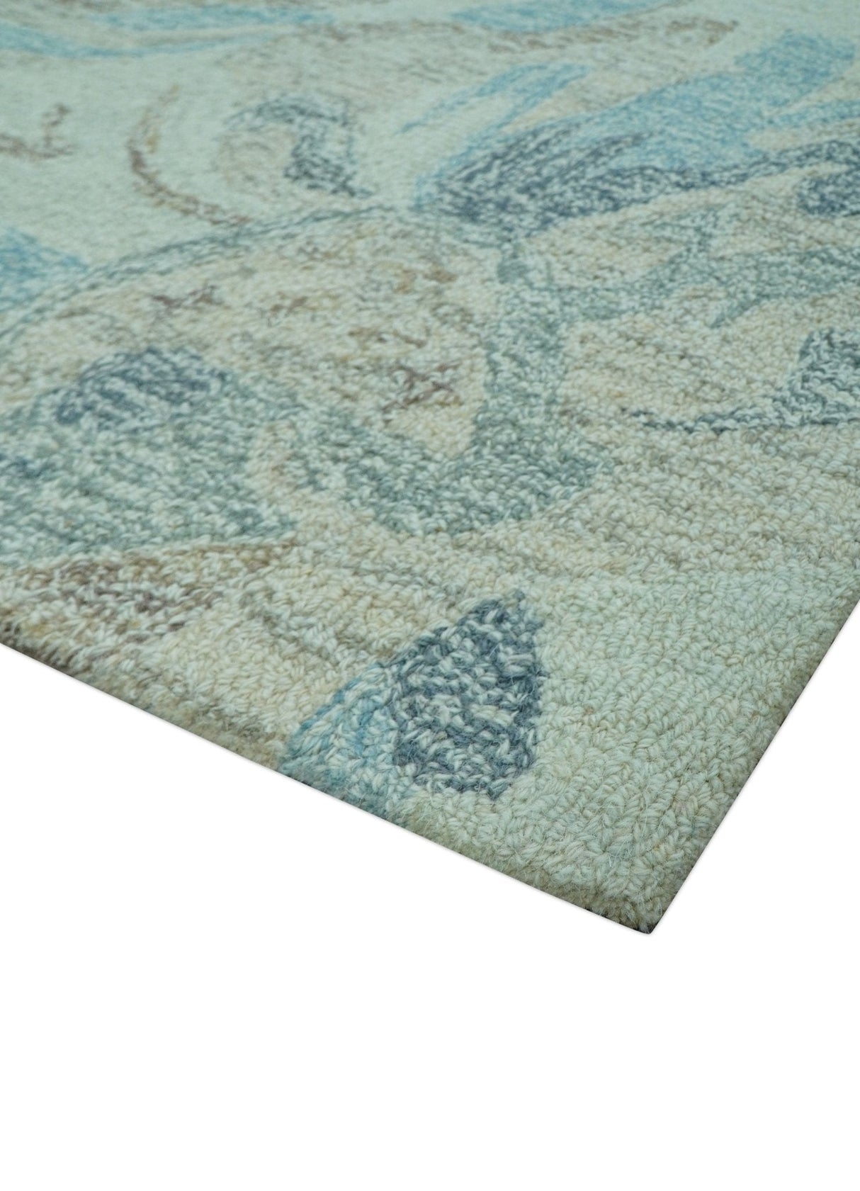 Custom Made Beige And Brown Traditional Floral Pattern Hand Tufted Wool Area Rug