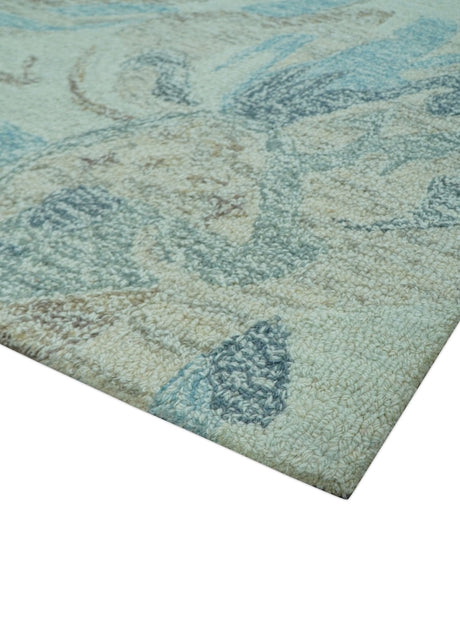 Custom Made Beige And Brown Traditional Floral Pattern Hand Tufted Wool Area Rug