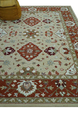 Custom Made Beige And Brown Traditional Oriental Design Hand Tufted Wool Area Rug