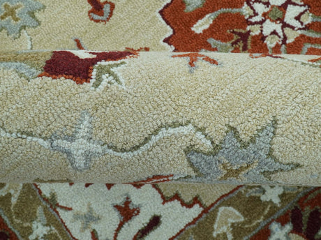 Custom Made Beige And Brown Traditional Oriental Design Hand Tufted Wool Area Rug