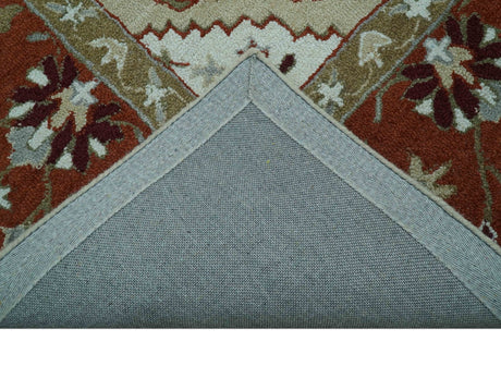 Custom Made Beige And Brown Traditional Oriental Design Hand Tufted Wool Area Rug