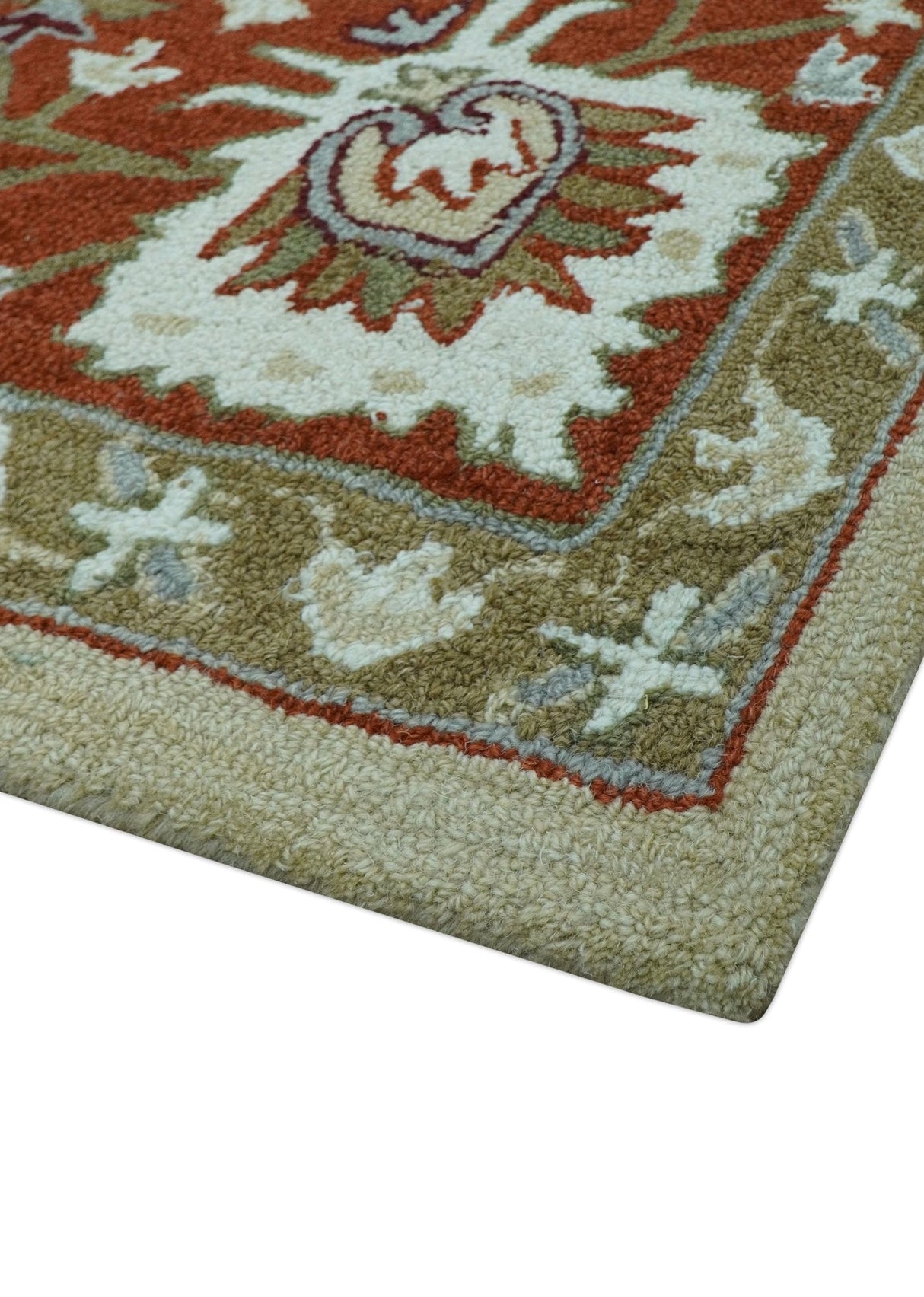 Custom Made Beige And Brown Traditional Oriental Design Hand Tufted Wool Area Rug