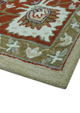 Custom Made Beige And Brown Traditional Oriental Design Hand Tufted Wool Area Rug