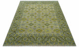 Custom Made Beige And Gray Traditional Hand Knotted wool area rug
