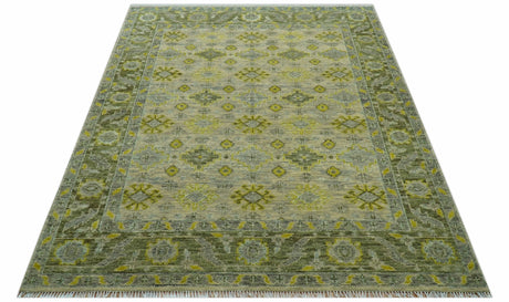 Custom Made Beige And Gray Traditional Hand Knotted wool area rug