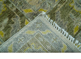 Custom Made Beige And Gray Traditional Hand Knotted wool area rug